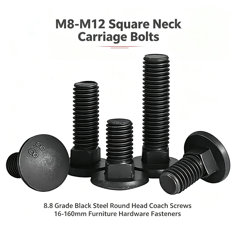 Furniture Grade Hardware - M8-M12 Vierkant-Flanschschrauben 8.8 Güteklasse Schwarzer Stahl