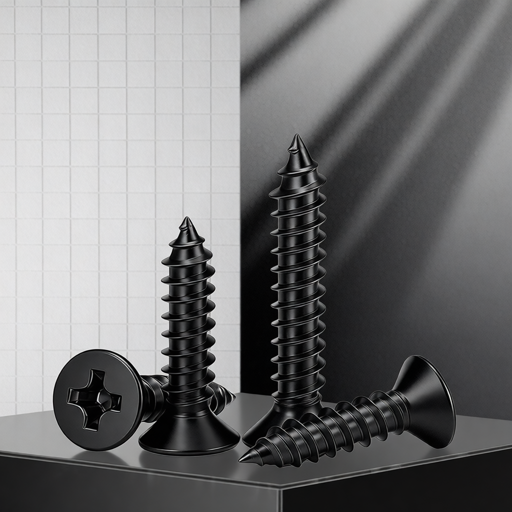 Furniture Grade Hardware - Professionelle KA Senkkopf-Blechschrauben aus Kohlenstoffstahl, Schwarze