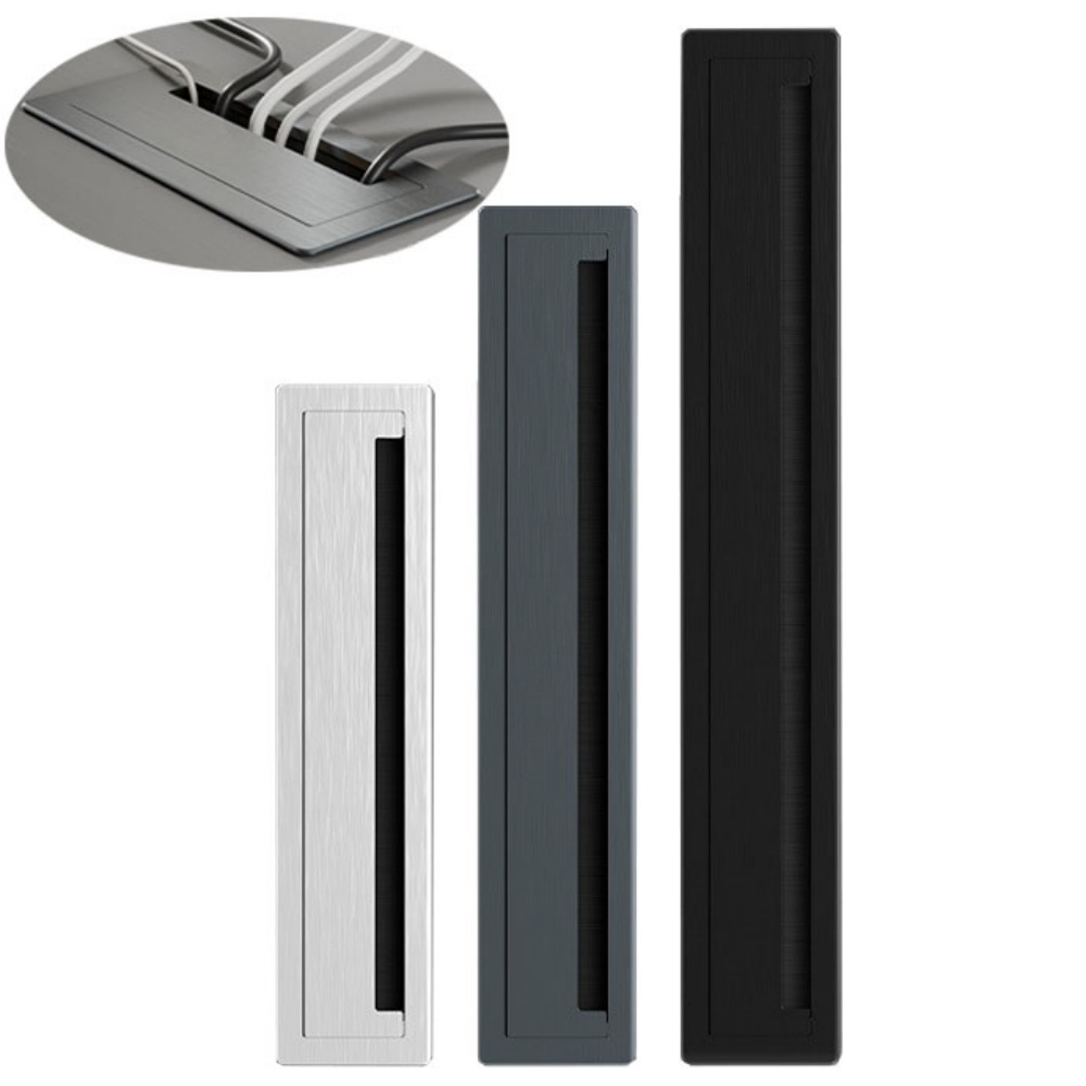 Furniture Hardware Outlet - 1 Stück Aluminiumlegierung Rechteckige Schreibtisch-Kabeldurchführung Kabellochabdeckung
